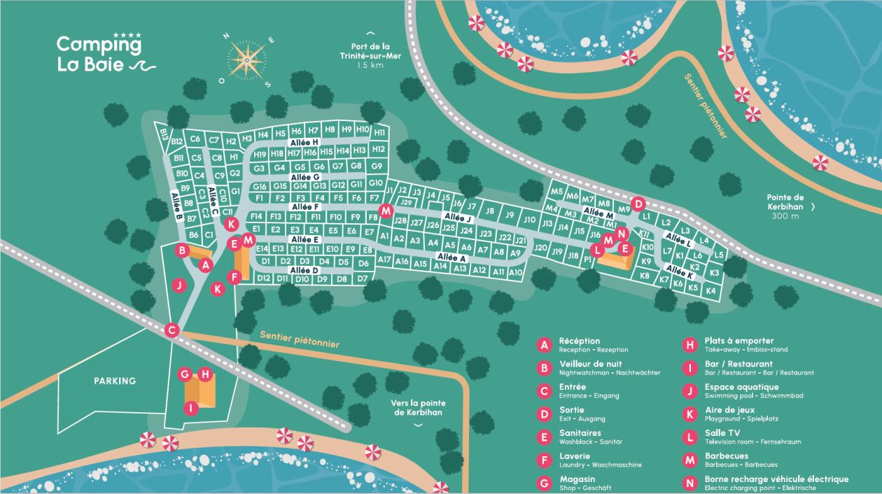 Plan des Campingplatz mit Ortsnummern